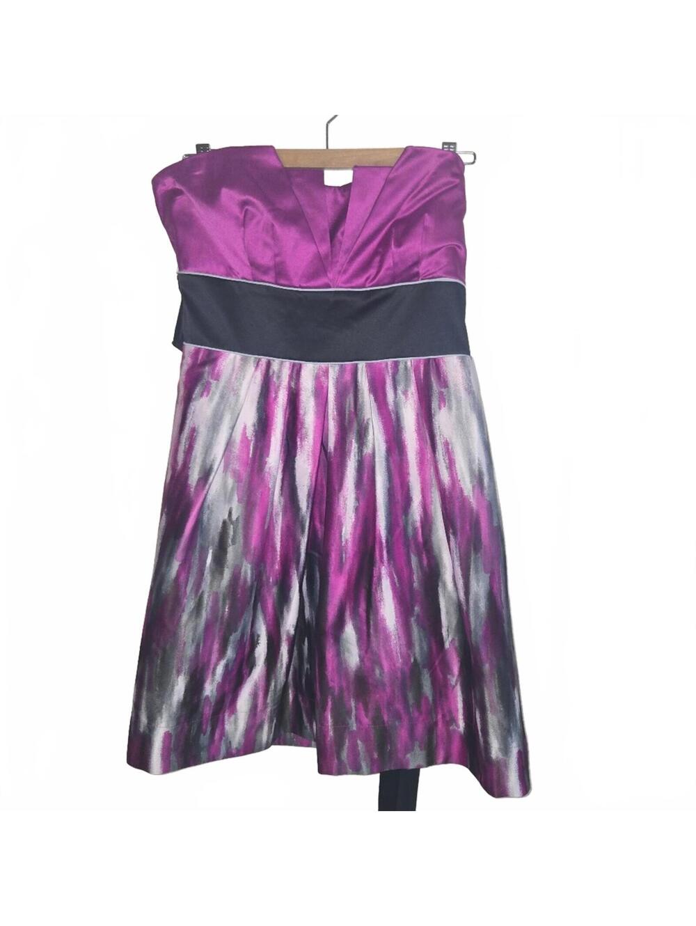 Teeze Me Strapless Purple and Black Cocktail Dress